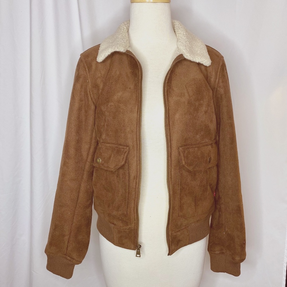 Women’s Levi’s Sherpa Faux Suede Aviator Bomber Jacket (XS) - Vegan - un…